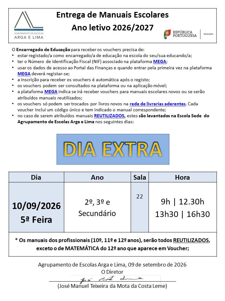 Entrega Manuais Escolares 26 27 Dia Extra